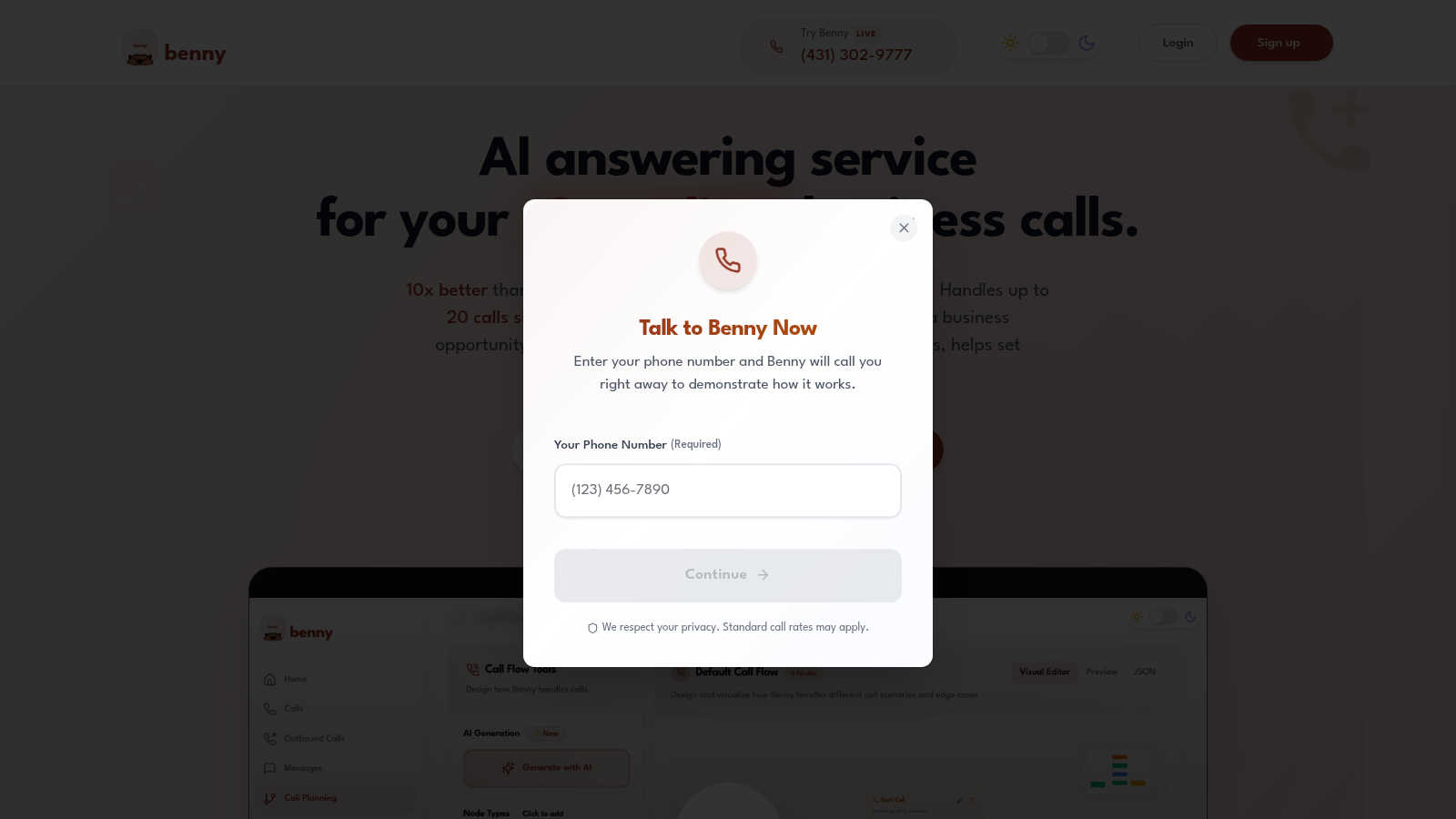 Ask Benny application interface and features