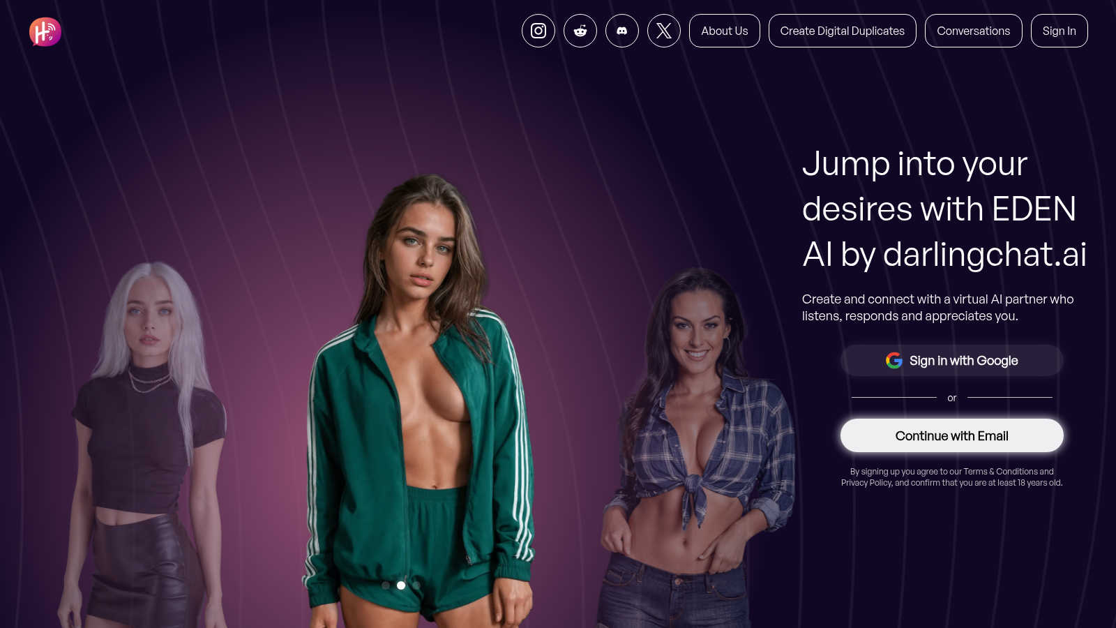 DarlingChatAI application interface and features