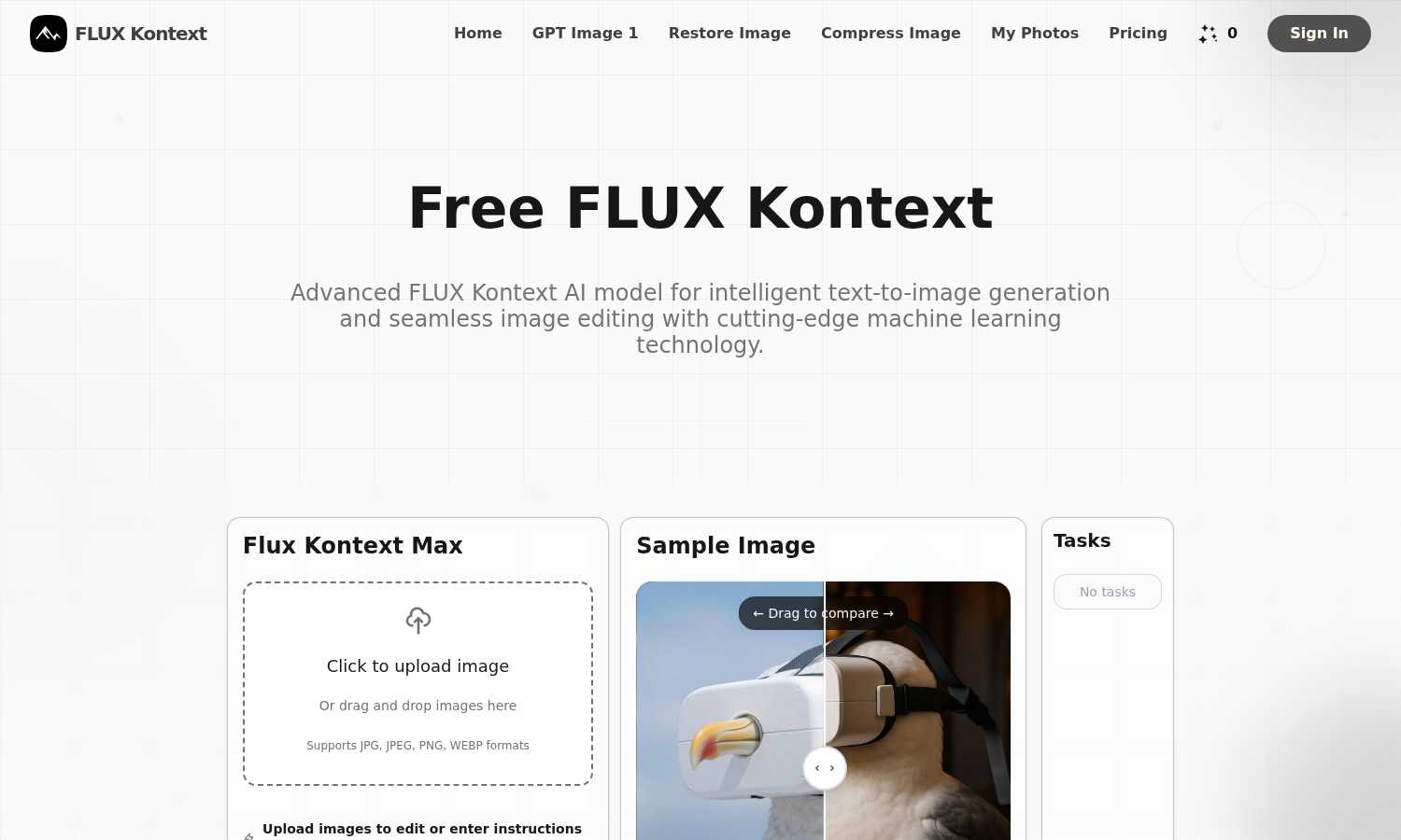 FLUX Kontext application interface and features