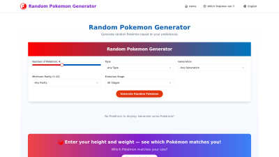Random Pokémon Generator - AI tool for Lifestyle & Entertainment