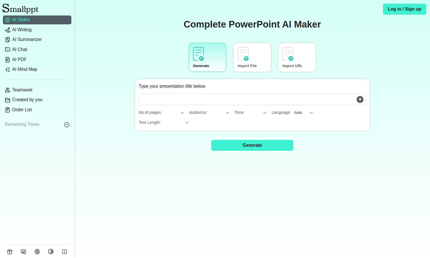 Smallppt application interface and features