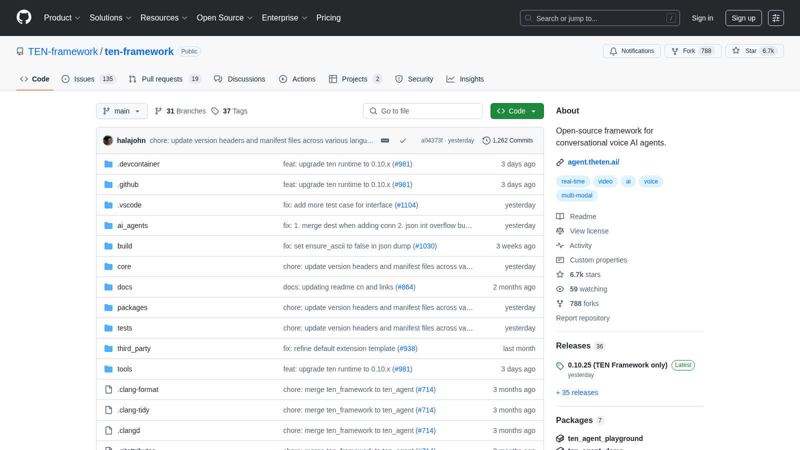 TEN Agent application interface and features