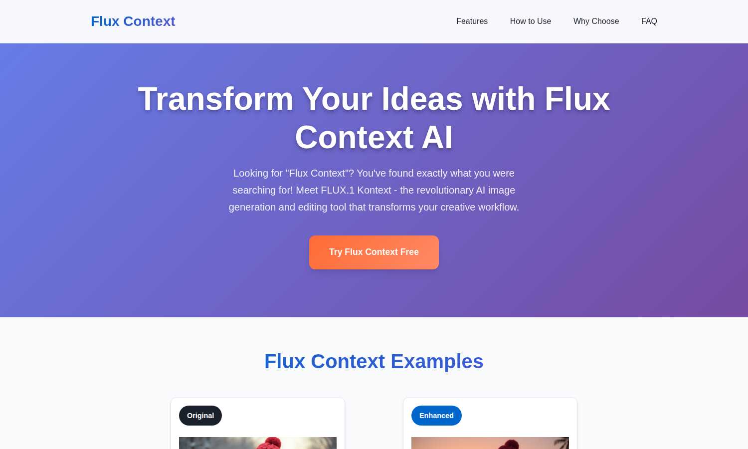 flux context application interface and features