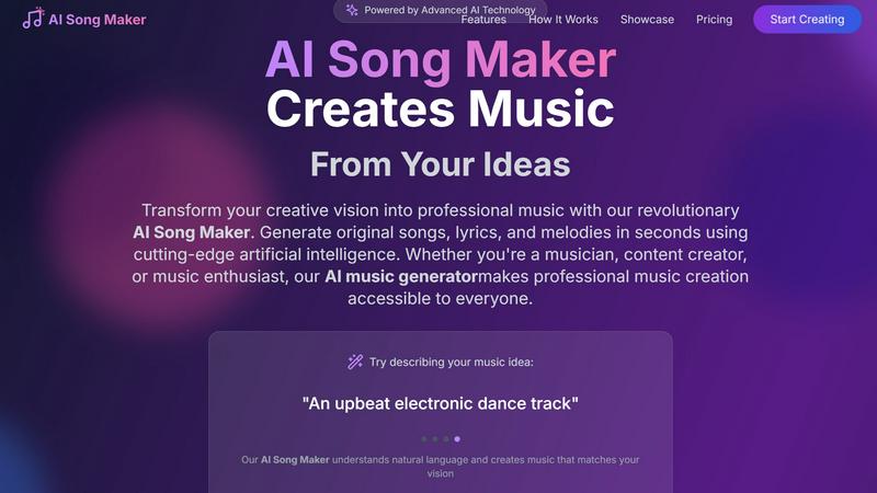 AI Song Maker application interface and features