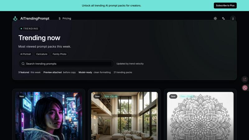 AITrendingPrompt application interface and features