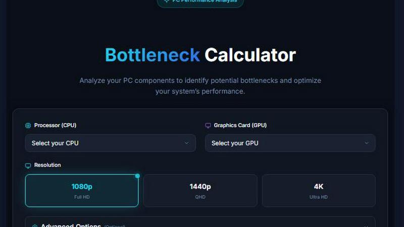 PC Bottleneck Calculator application interface and features