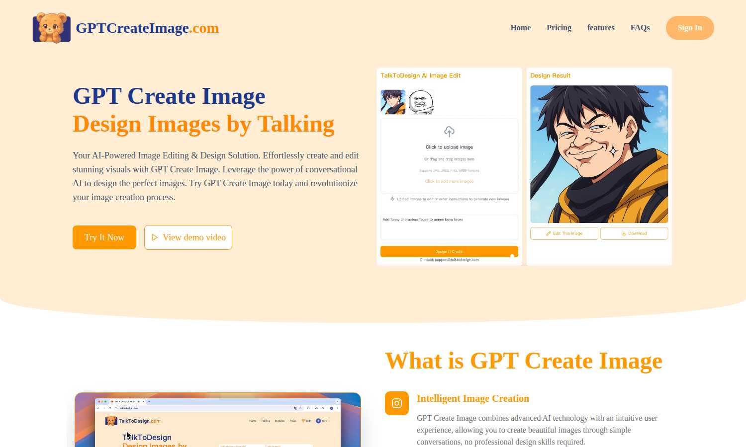 GPT Create Image application interface and features