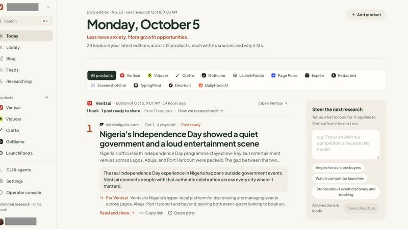 DailyHook AI application interface and features