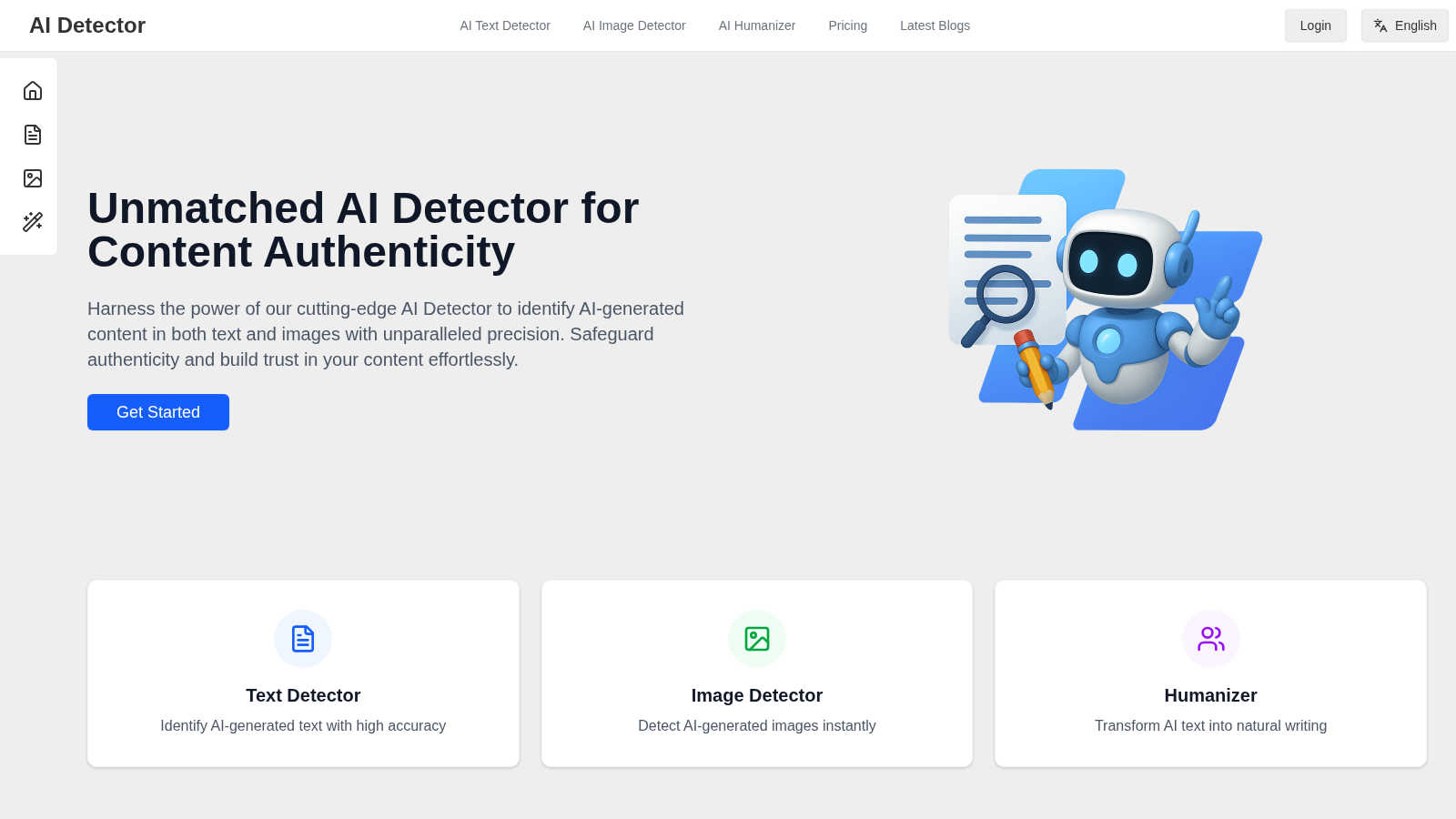 AI Detector application interface and features