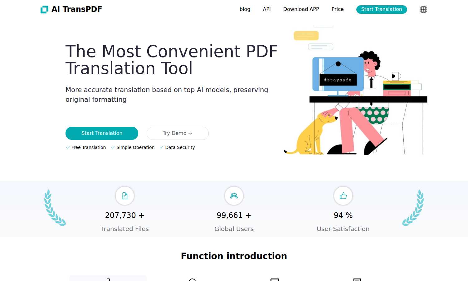 AI TransPDF application interface and features
