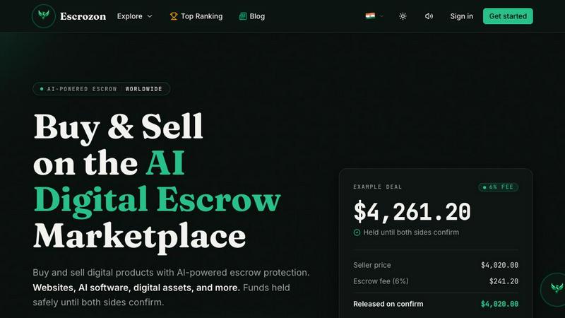 Escrozon application interface and features