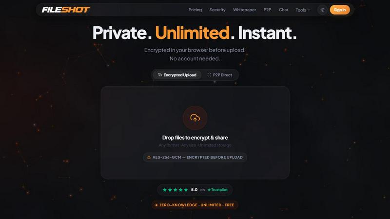 Fileshot application interface and features
