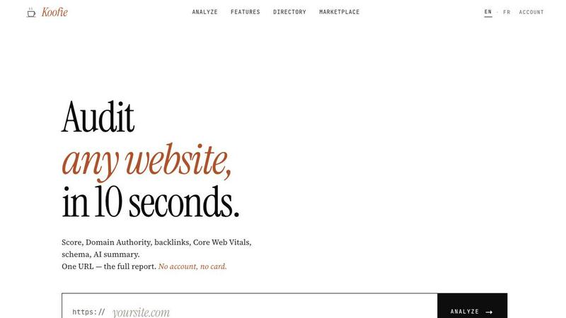 Koofie application interface and features