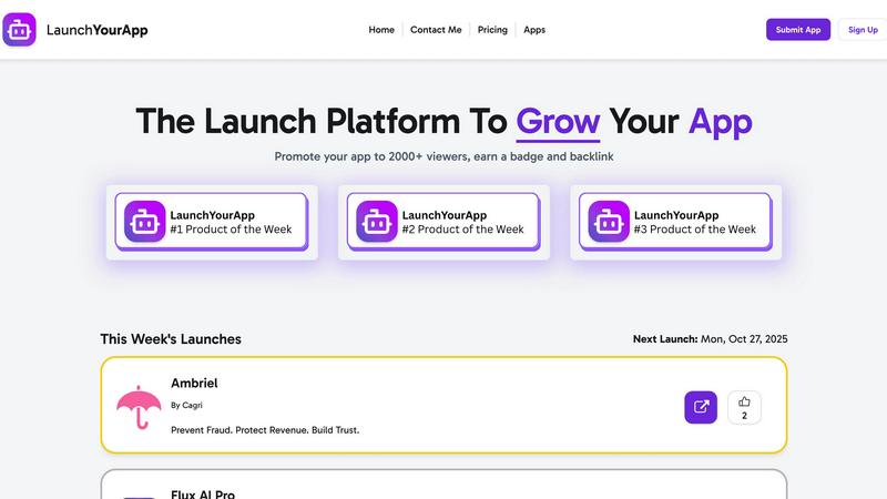 LaunchYourApp application interface and features