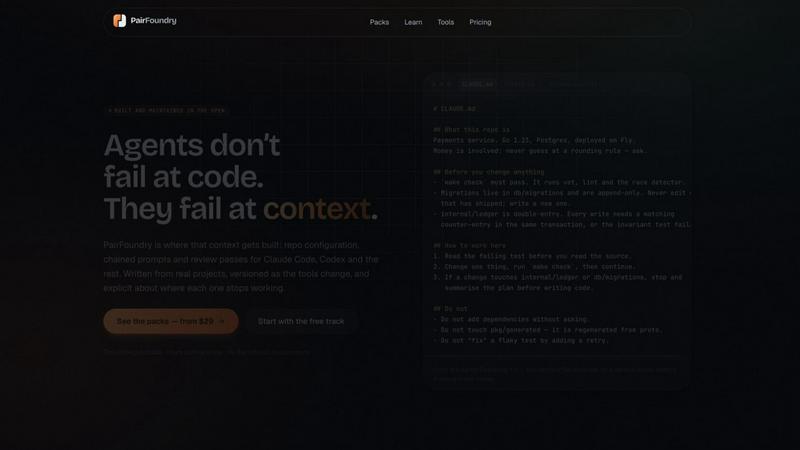 PairFoundry application interface and features