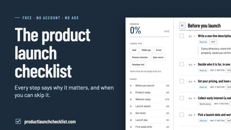 Product Launch Checklist application interface and features