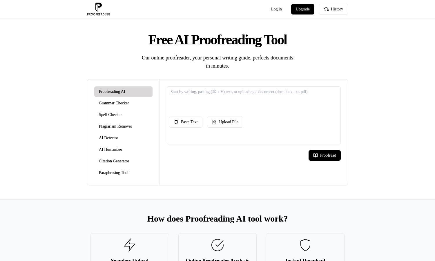 Proofreading AI Website