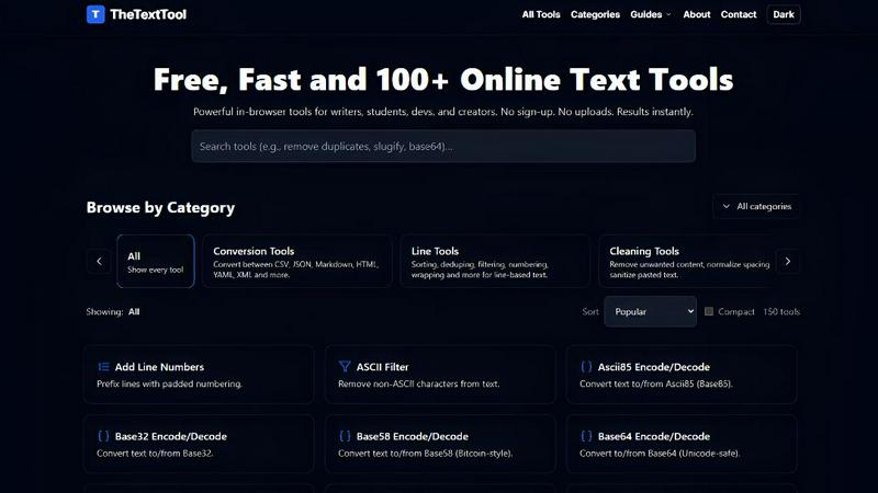 The Text Tool application interface and features