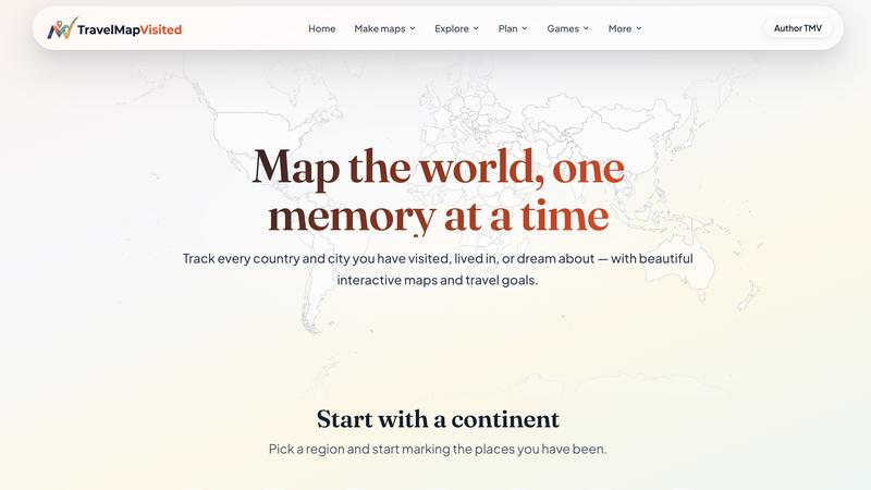 Interactive World Map - TravelMapVisited application interface and features