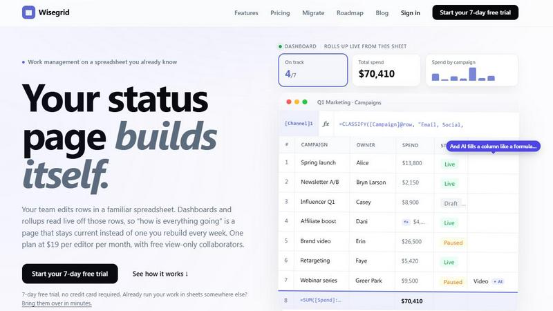 Wisegrid.co application interface and features
