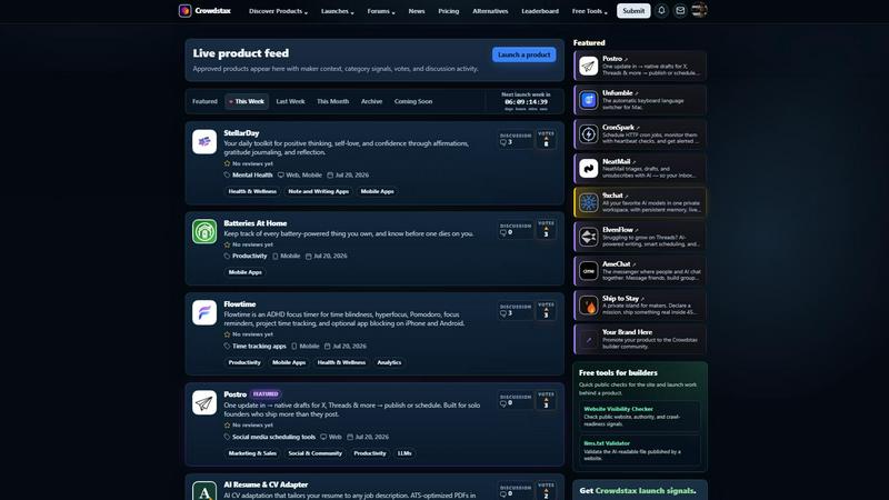 Crowdstax application interface and features