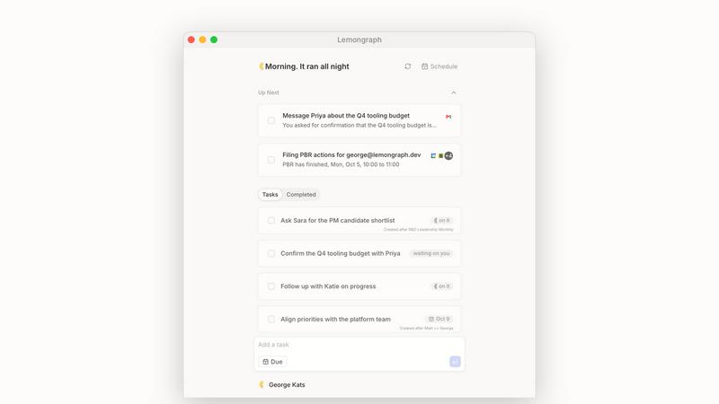 Lemongraph application interface and features