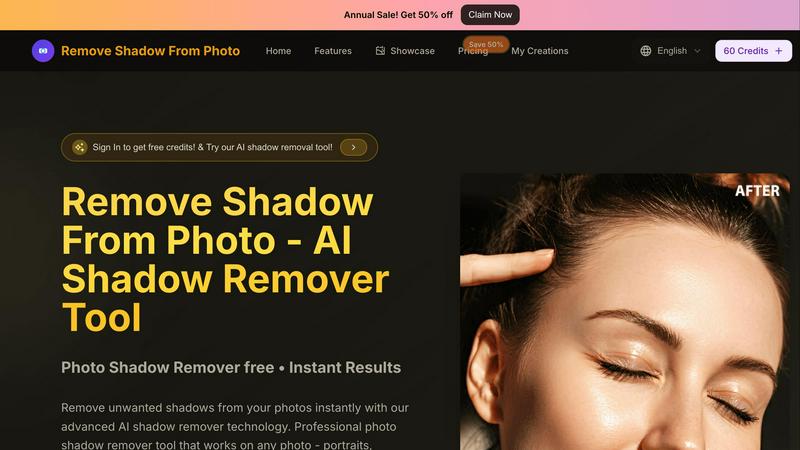 Remove Shadow From Photo  application interface and features