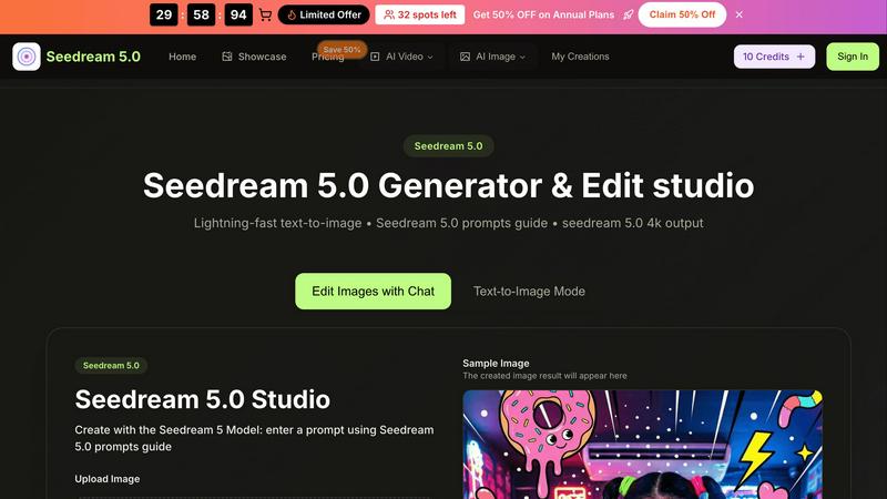 Seedream 5.0 application interface and features